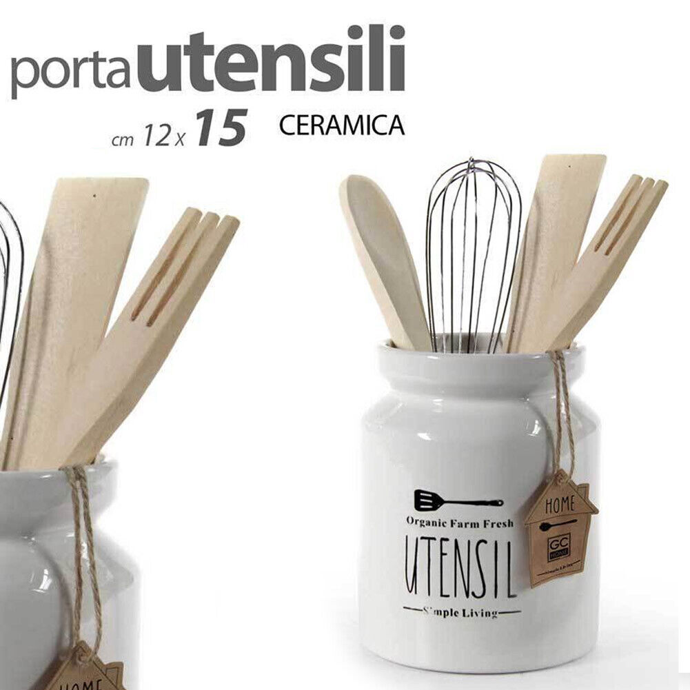 Porta Utensili Da Cucina In Ceramica - Organizer Moderno Per Mestoli E Posate - Design Scandinavo - Foto 3