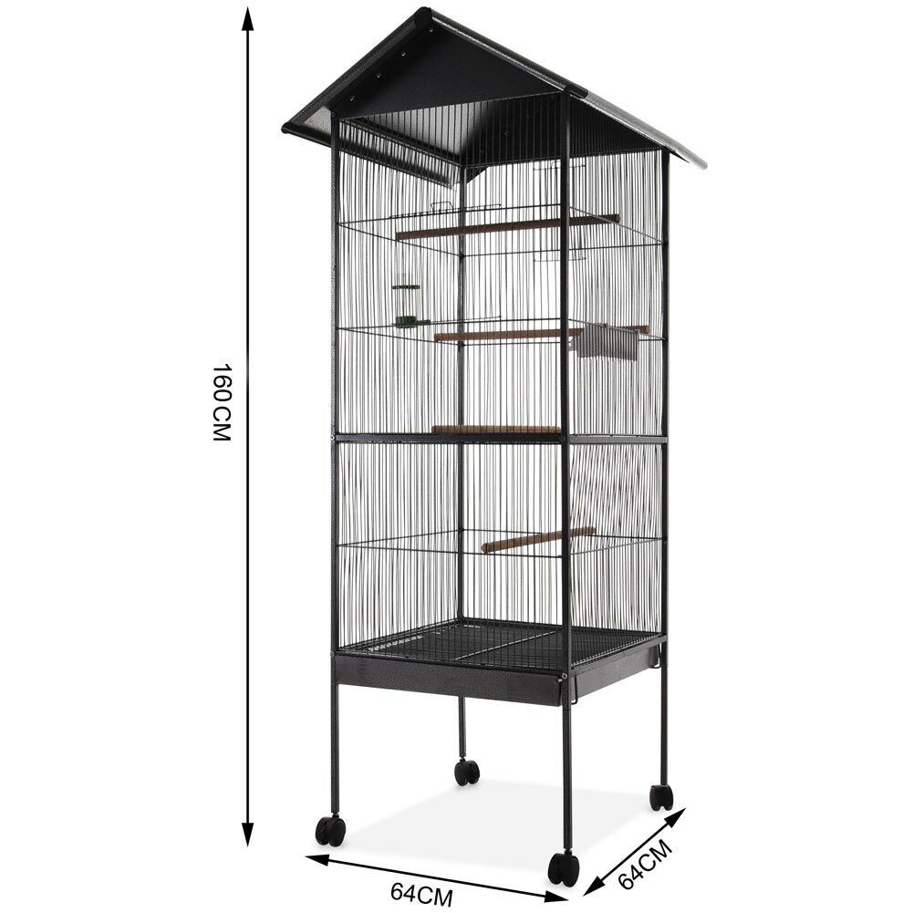 Voliera Uccelli 160cm - Gabbia Grande Per Pappagalli E Canarini Con Ruote E Accessori - Foto 6